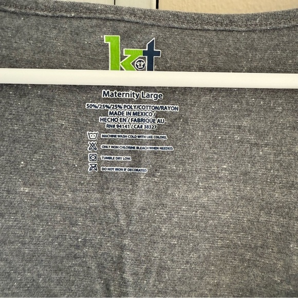 Gray Maternity Short sleeve Gym Workout Top Large KT - Picture 2 of 4